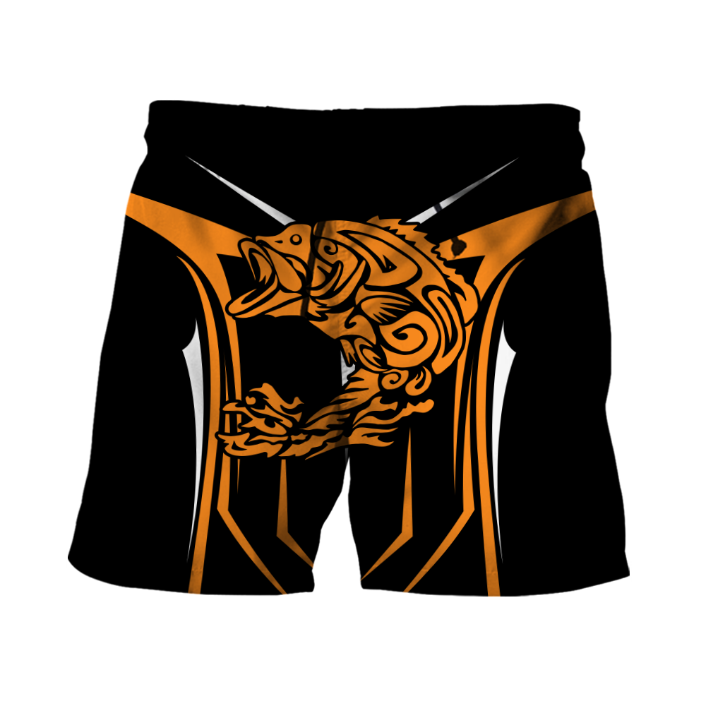 Bass Fishing maori stainless steel fishing hook orange 3d print shirts