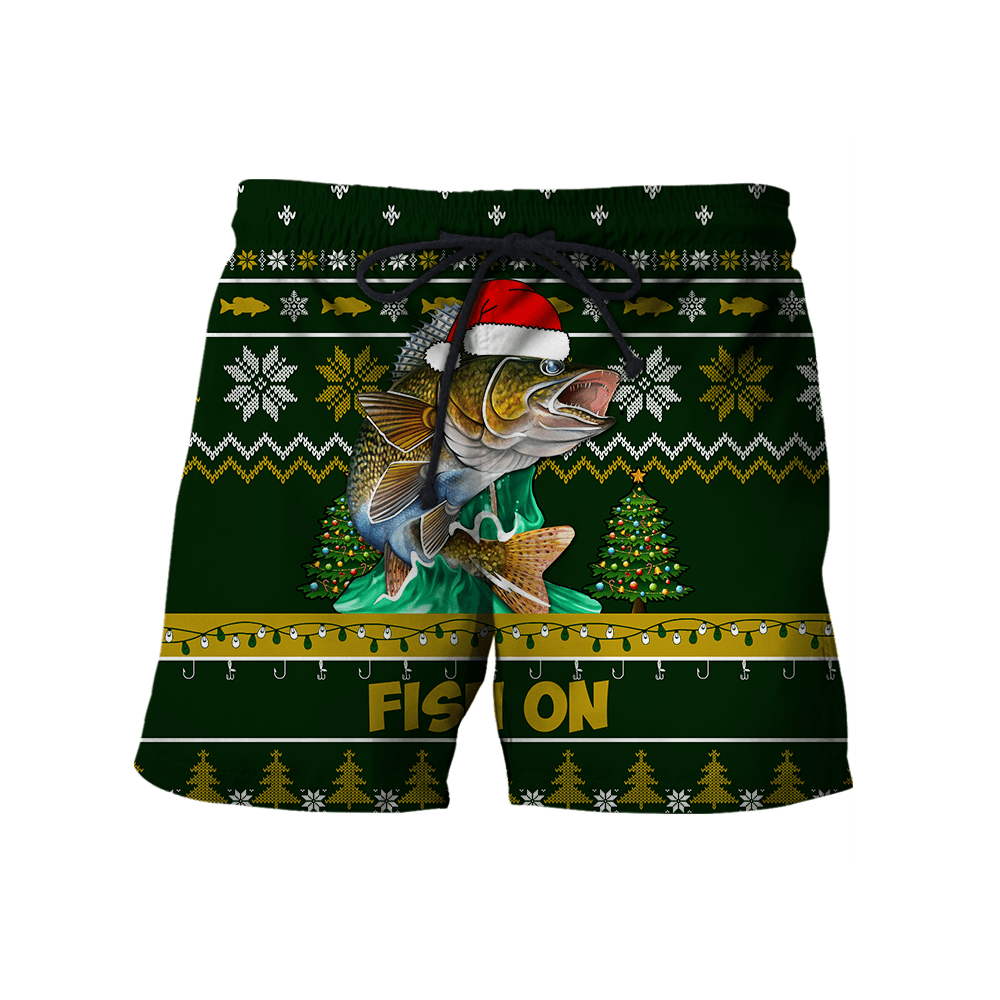 Walleye Fishing Fish on Christmas Hat 3D Shirts