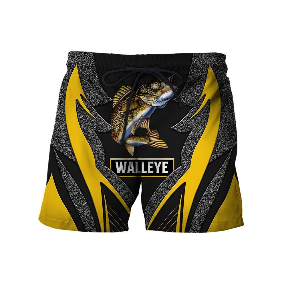 Walleye fishing Yellow Metal 3D design print shirts