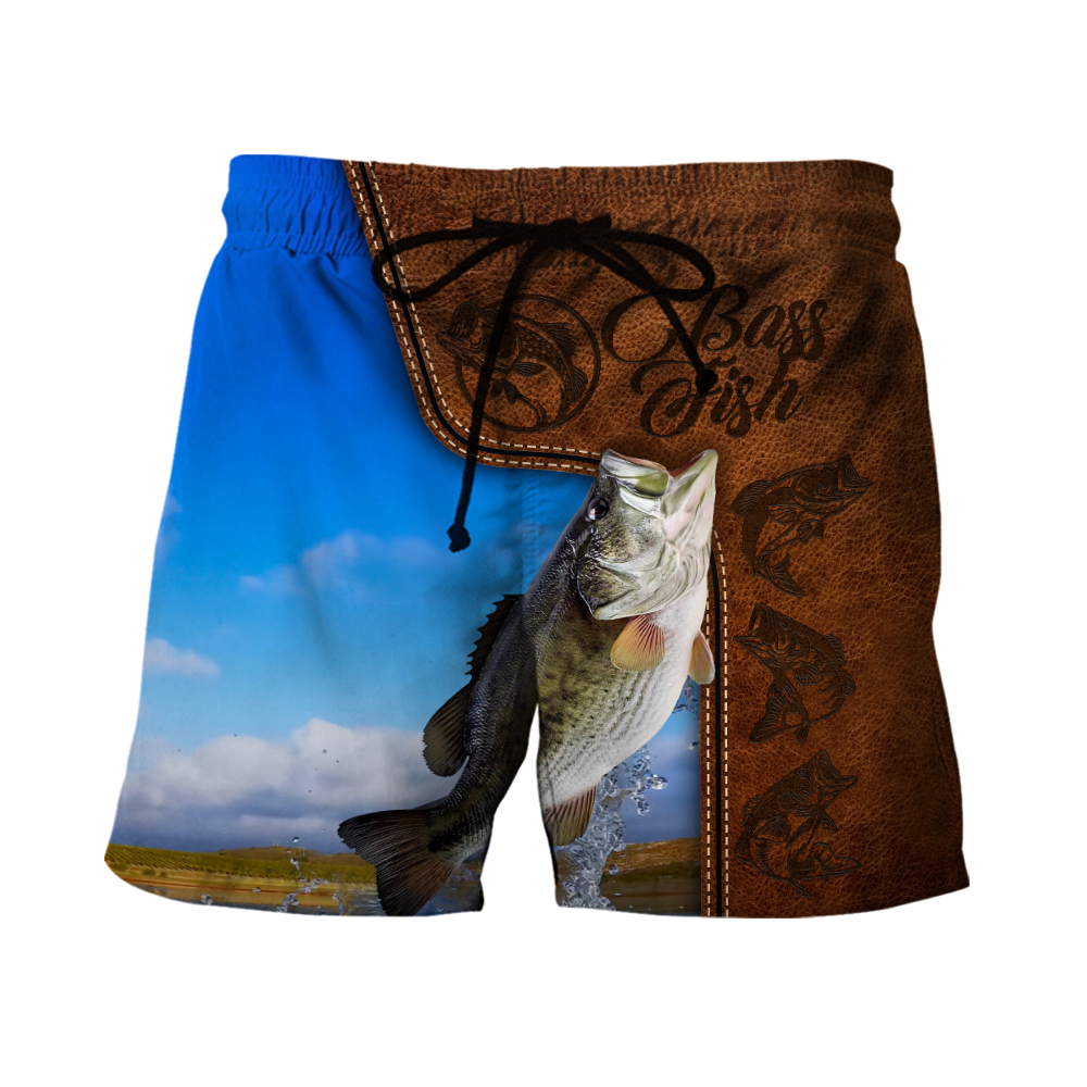 Bass Fishing water camo Cosplay leather 3D print shirts