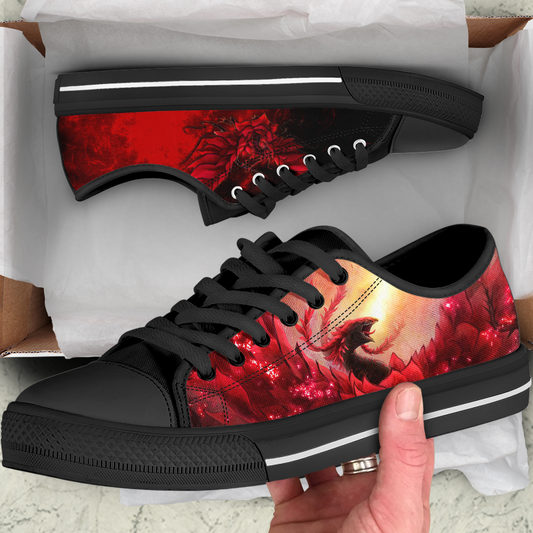 Black Rose Dragon Passion Low Top Shoes SU180304 - Amaze Style™-Shoes