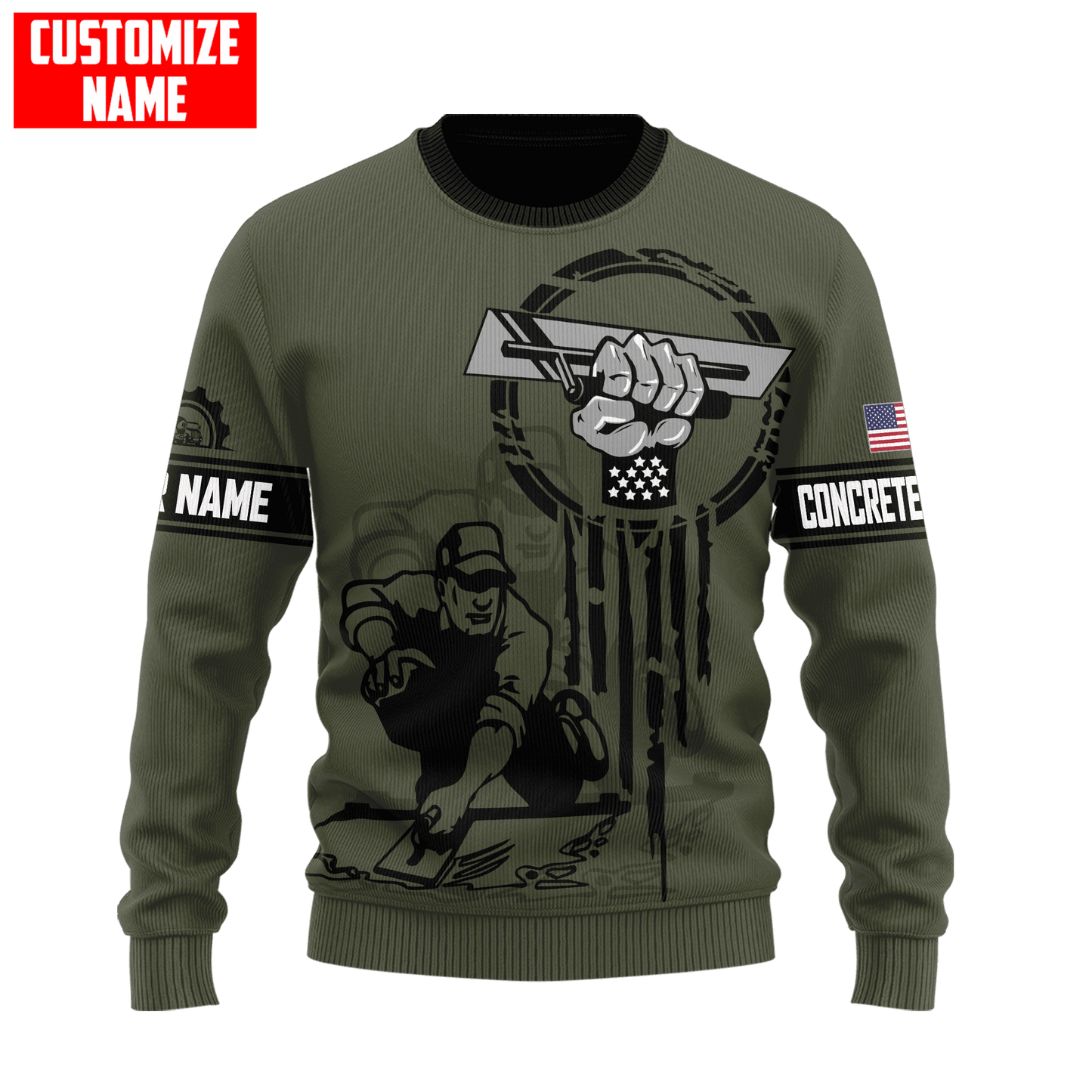 US Concrete Finisher Tool Pride Custom name 3D Printed Shirts