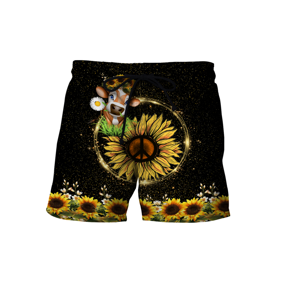 Awesome Cow And Sunflower 3D All Over Printed Shirts