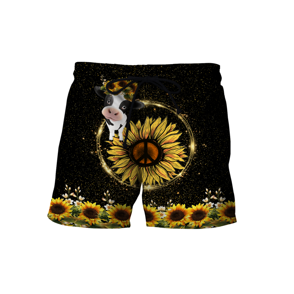 Awesome Cow And Sunflower 3D All Over Printed Shirts