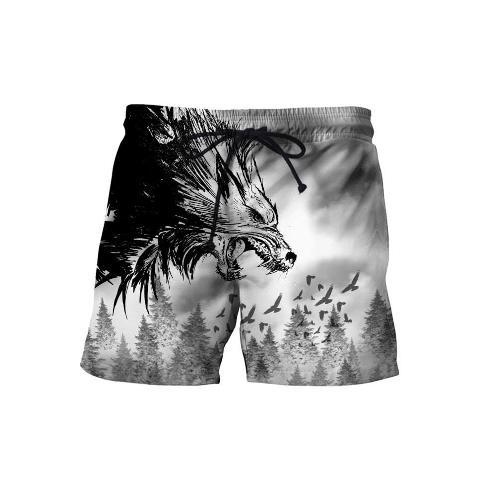 Black Wolf & Raven 3D Over Printed Hoodie for Men and Women-ML