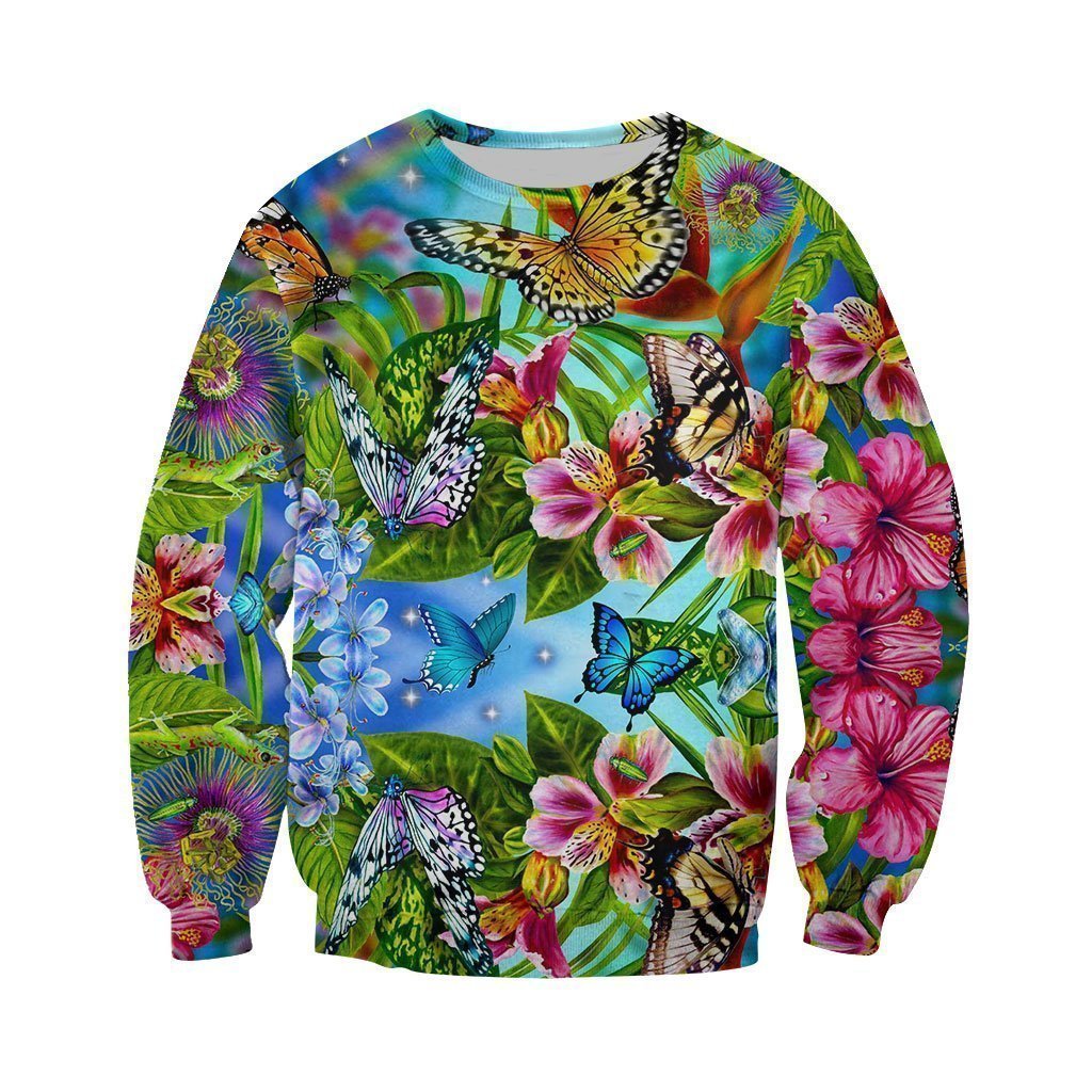 3D All Over Printed Flower Butterflies Shirts And Shorts - Amaze Style™-Apparel