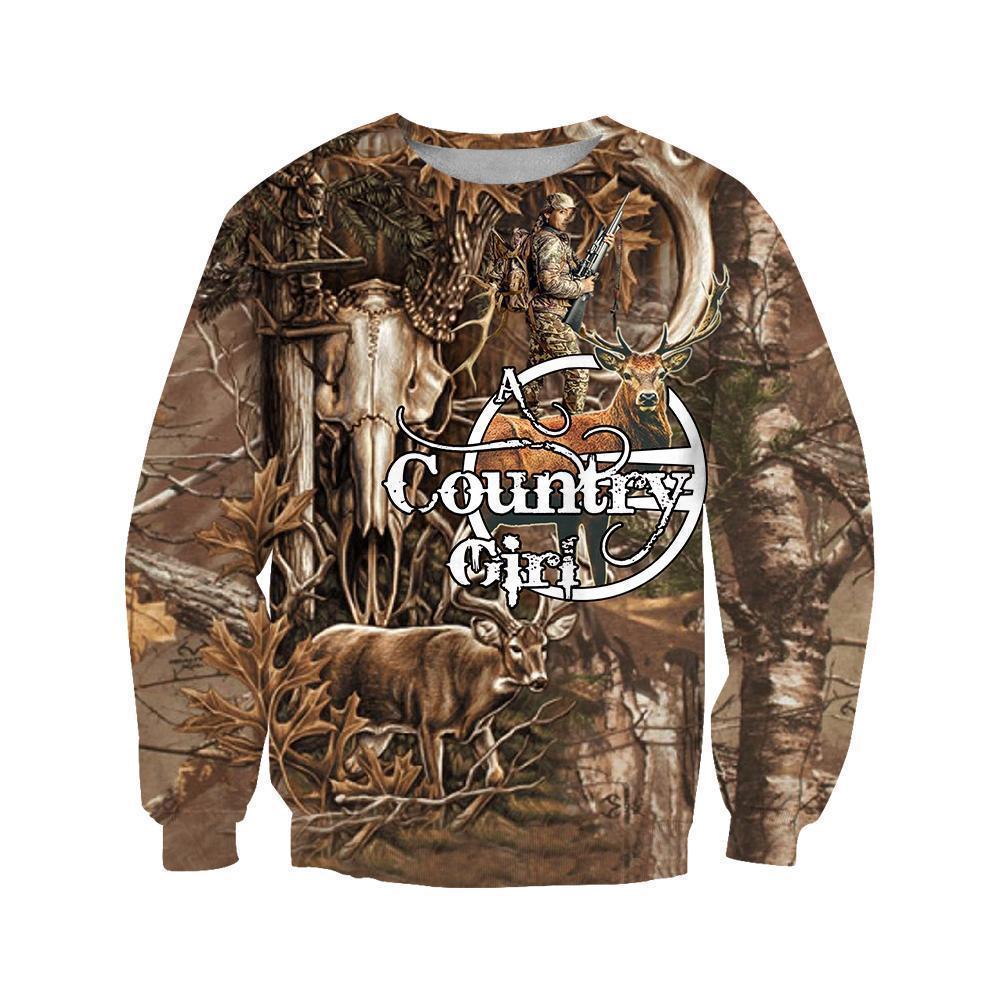 3D All Over Printed Country Girl Bowhunting Deer Art Shirts and Shorts - Amaze Style™-Apparel