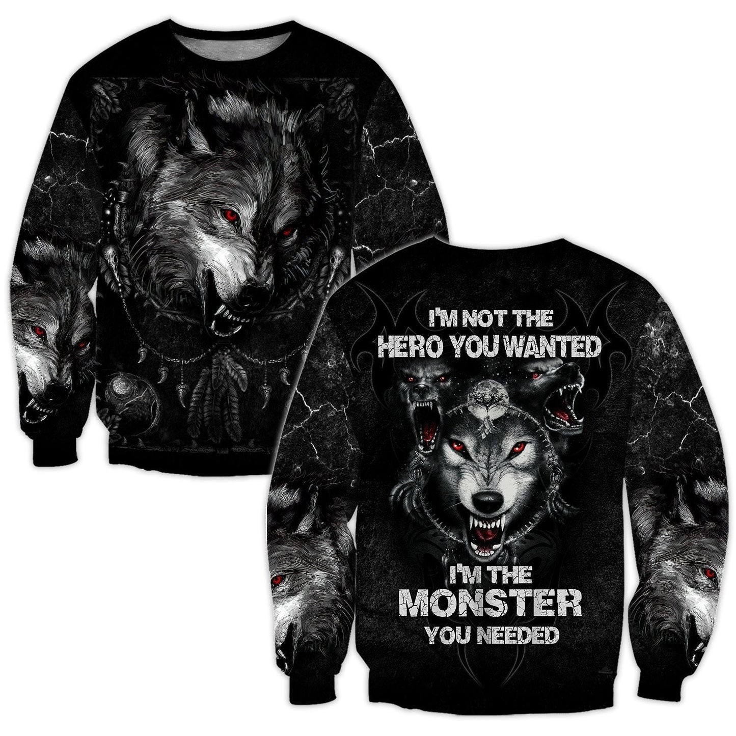 Wolf I Am Not Hero 3D Over Printed Hoodie Cloak for Men and Women-ML