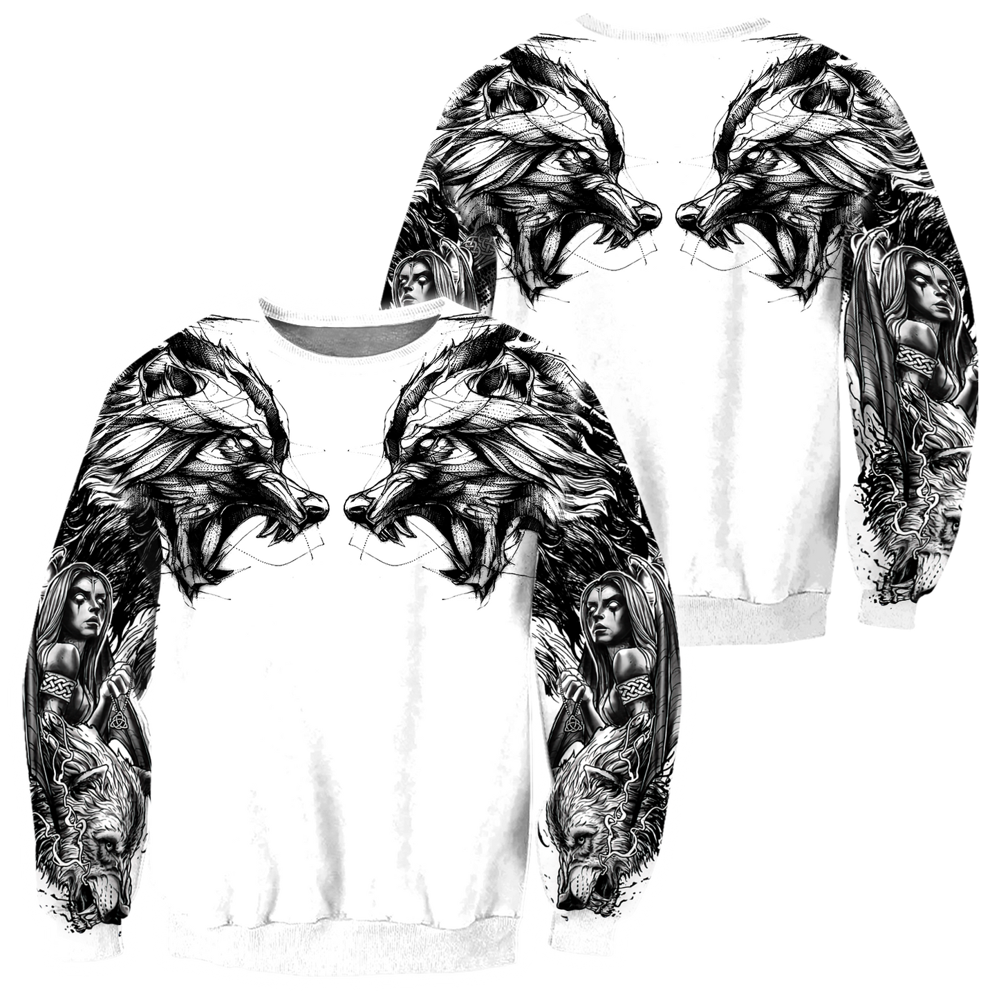 Tattoo Wolf Hoodie T Shirt For Men and Women HAC300502-NM-Apparel-NM-Sweatshirts-S-Vibe Cosy™