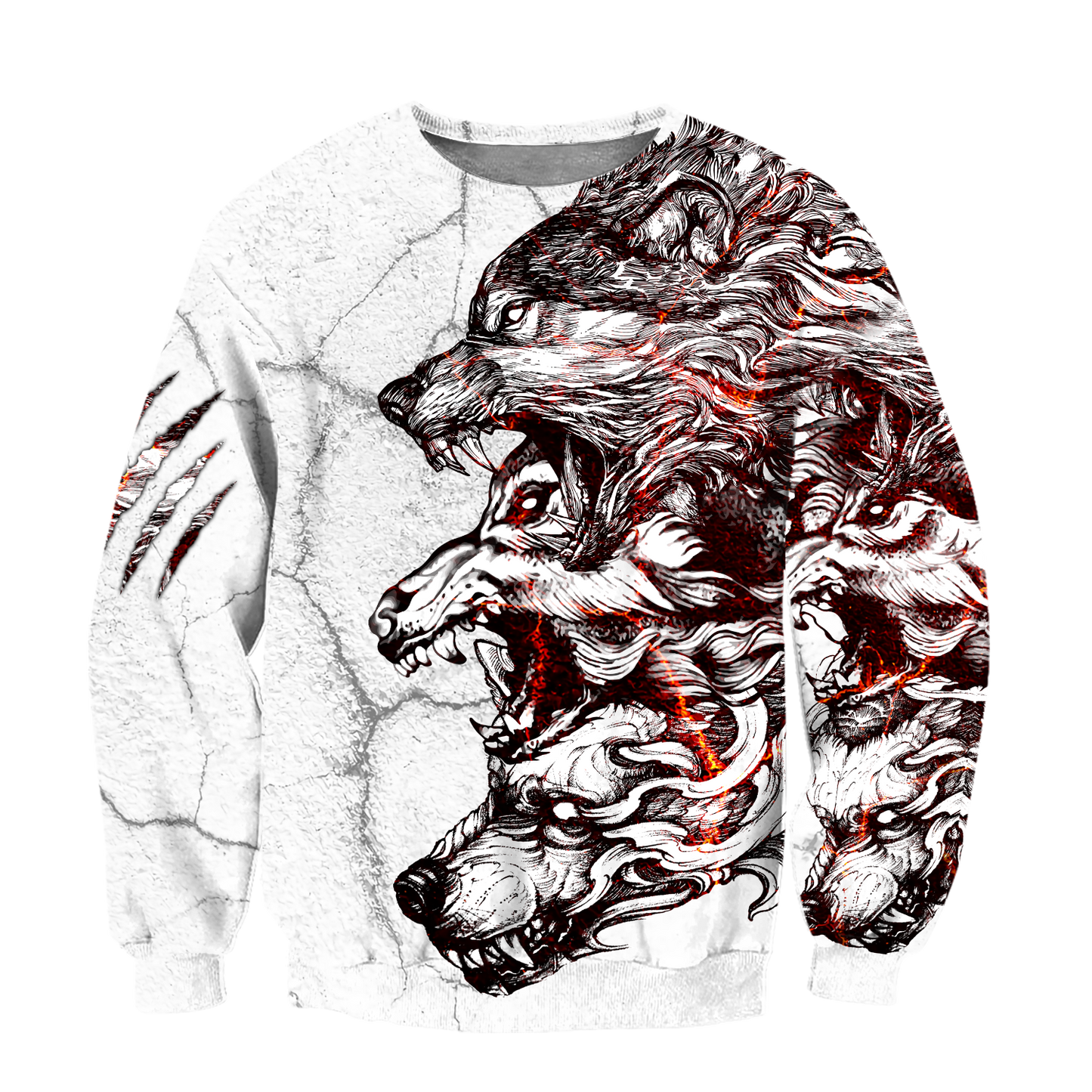 Three Gray Wolfs White Tattoo 3D Over Printed Shirt for Men and Women