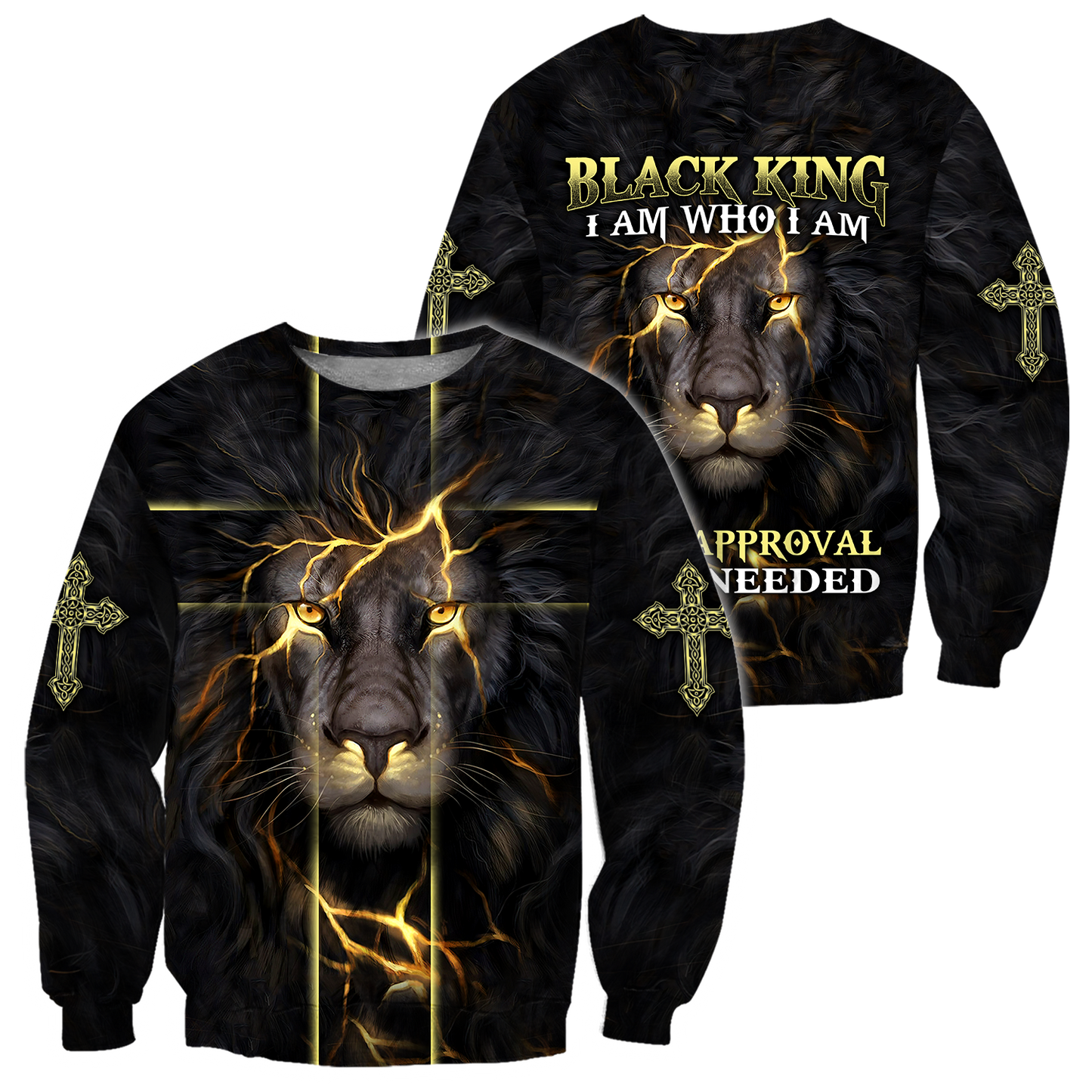 Black King-I Am Who I Am Christian Cross 3D All Over Printed Shirts For Men and Women Pi11062003