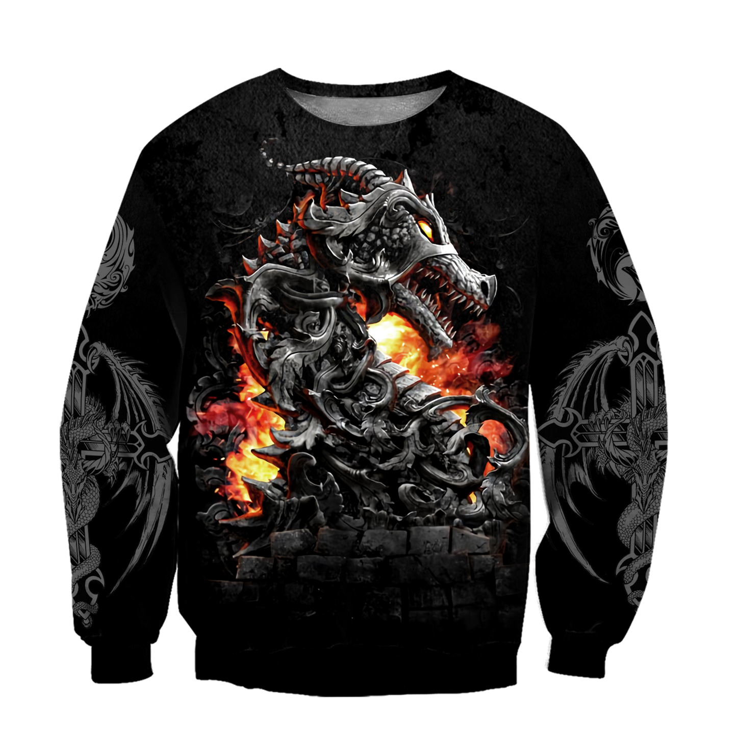 3D Armor Tattoo and Dungeon Dragon Hoodie HAC140103-Apparel-NM-Sweater-S-Vibe Cosy™