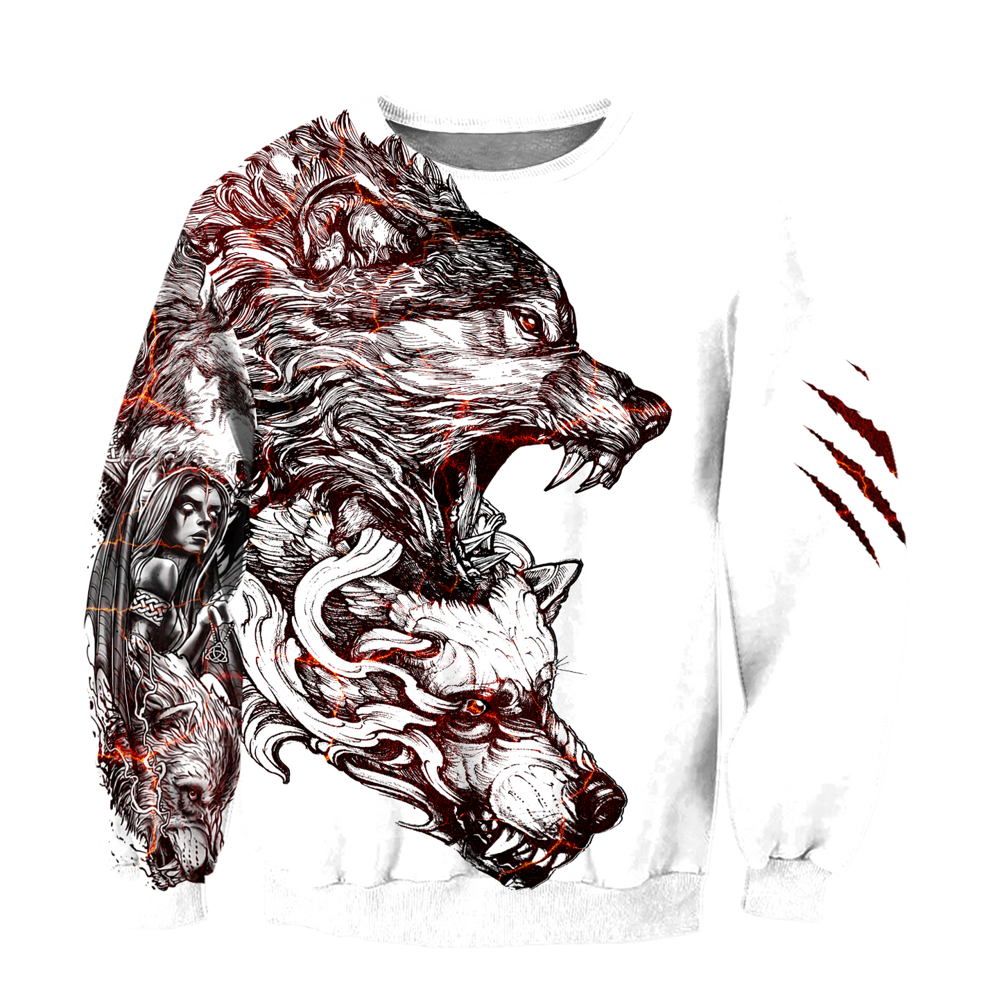 3D Alpha Wolf Tattoo Over Printed Shirt for Men and Women