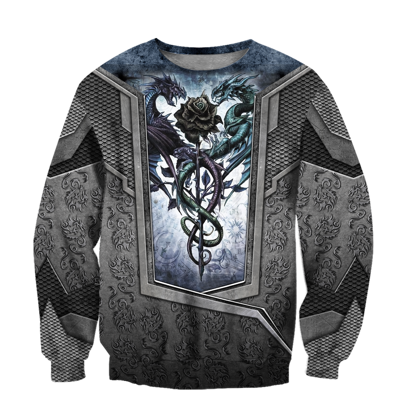 3D Tattoo and Dungeon Dragon Hoodie HAC020114-Apparel-NM-Sweater-S-Vibe Cosy™