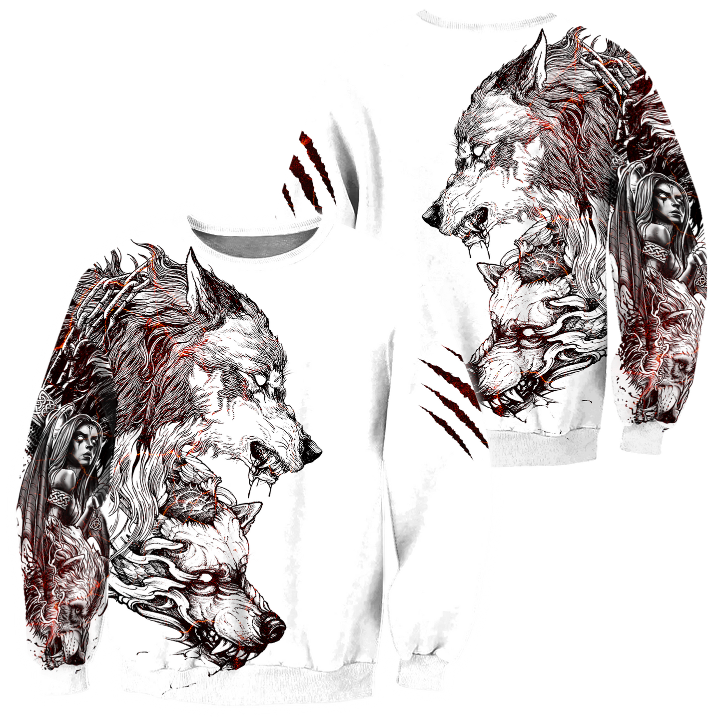 Tattoo Wolf Hoodie T Shirt For Men and Women HAC290502-NM