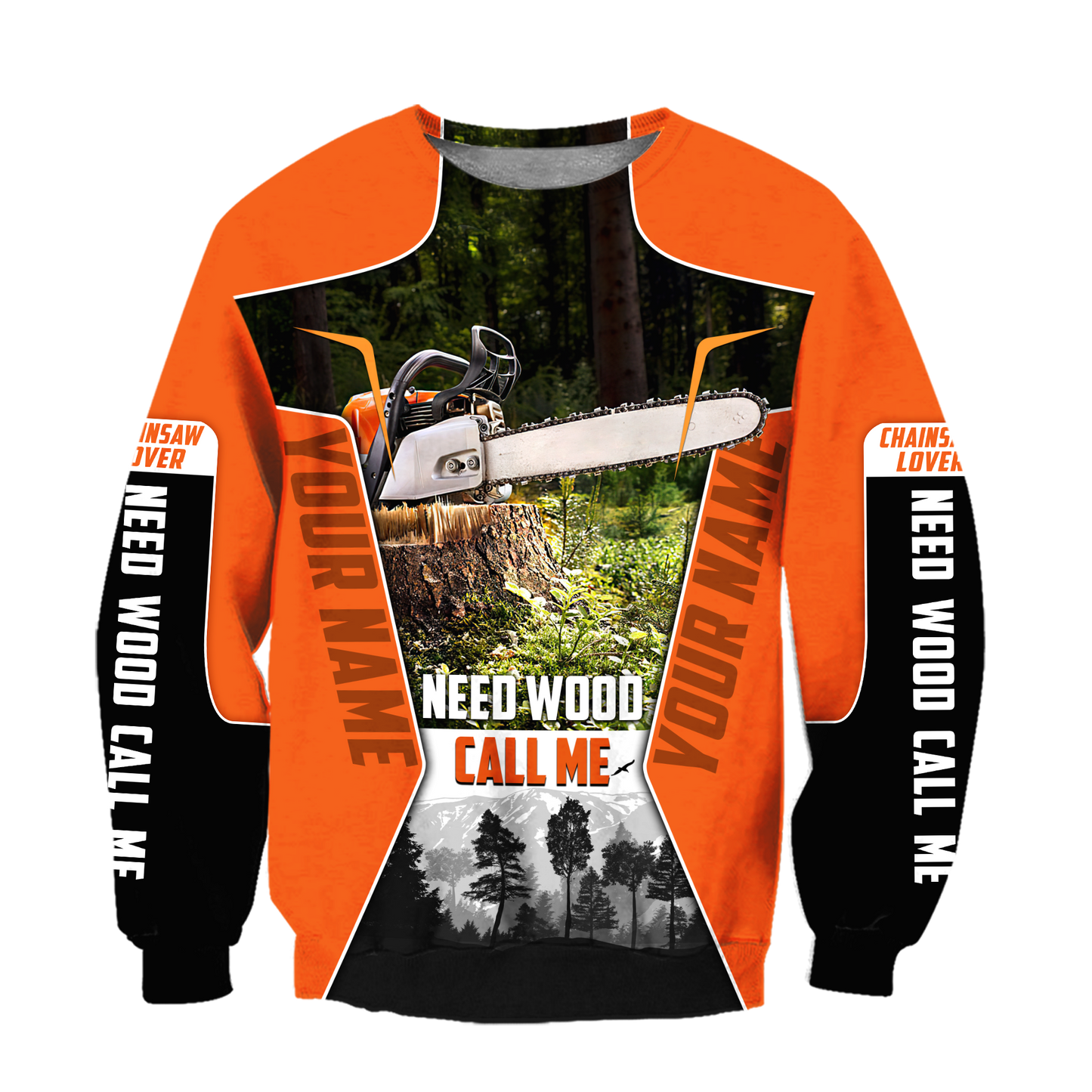 3D Chainsaw Logger Custom Name Unisex Shirts