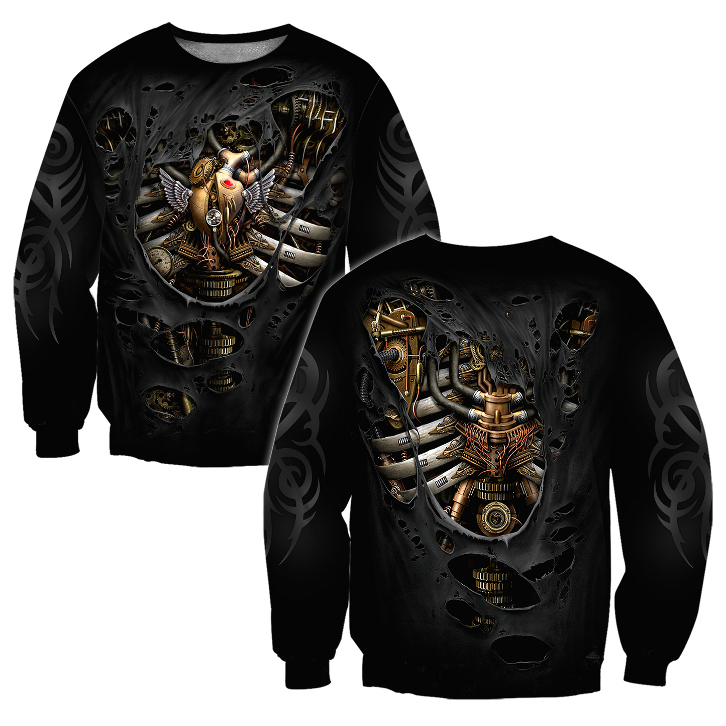 Steampunk Mechanic Skull All Over Printed Hoodie For Men and Women TN