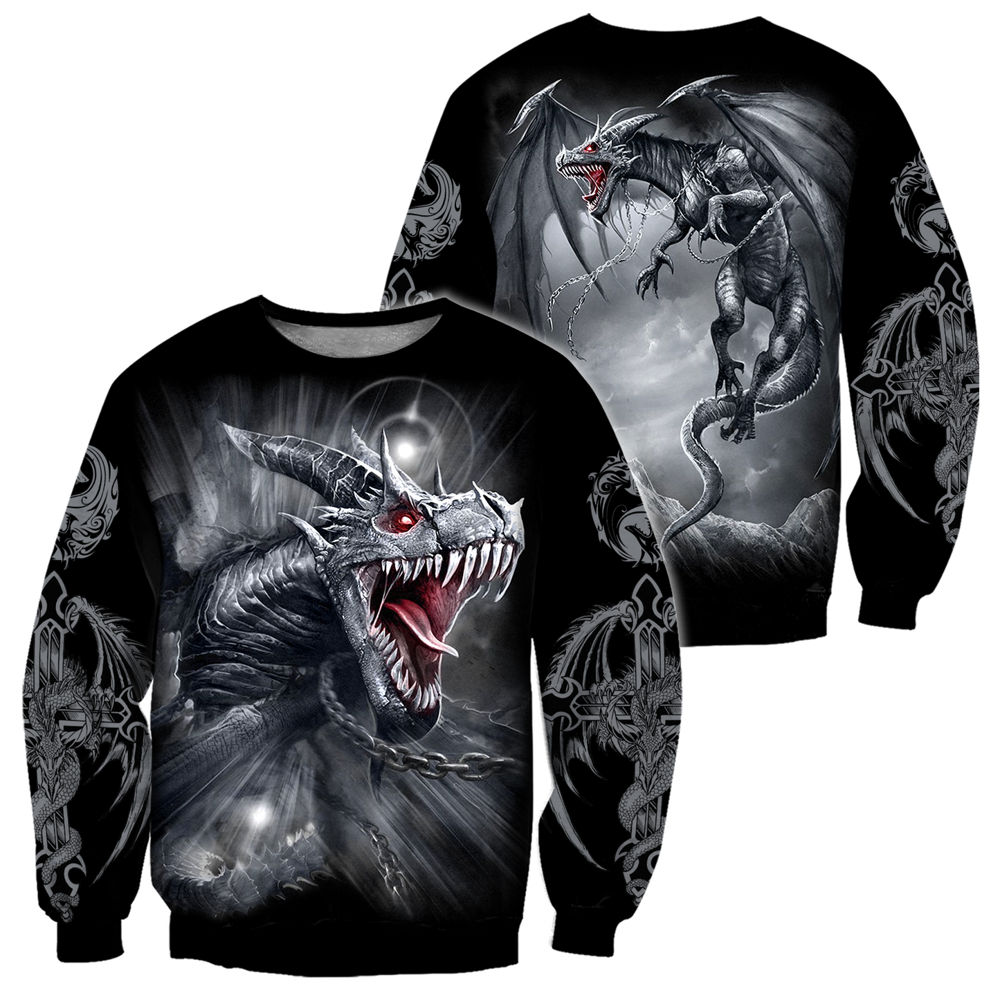 3D Armor Tattoo and Dungeon Dragon Hoodie Pi150102-Apparel-NM-Sweater-S-Vibe Cosy™