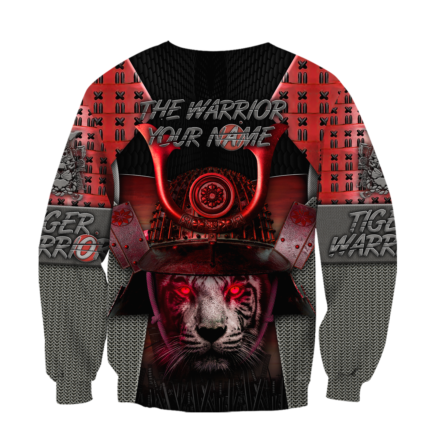 3D Tiger Samurai Warrior Custom Name Hoodie Shirt for Men and Women