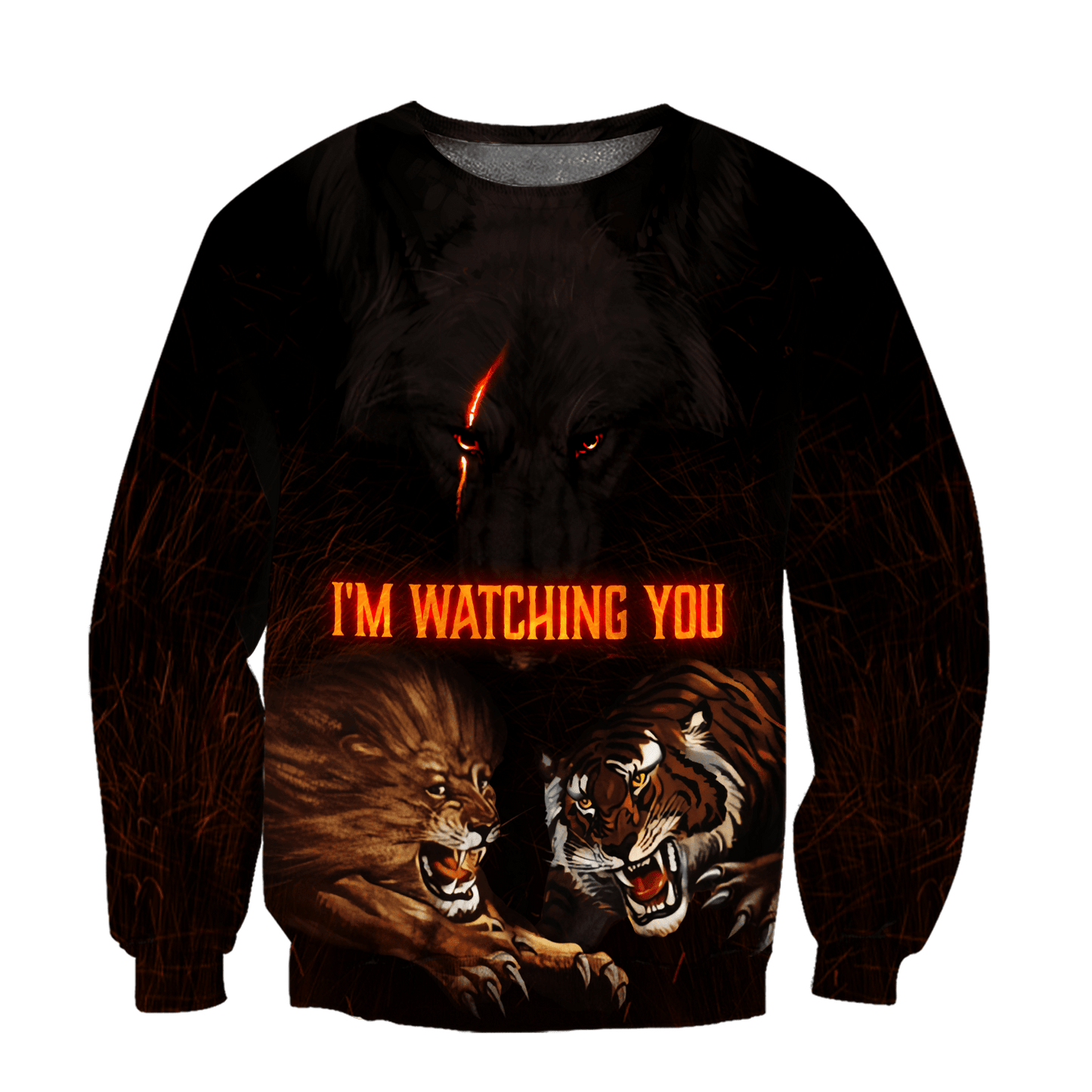 Wolf I Am Watching You All 3D Over Printed Unisex Hoodie ML