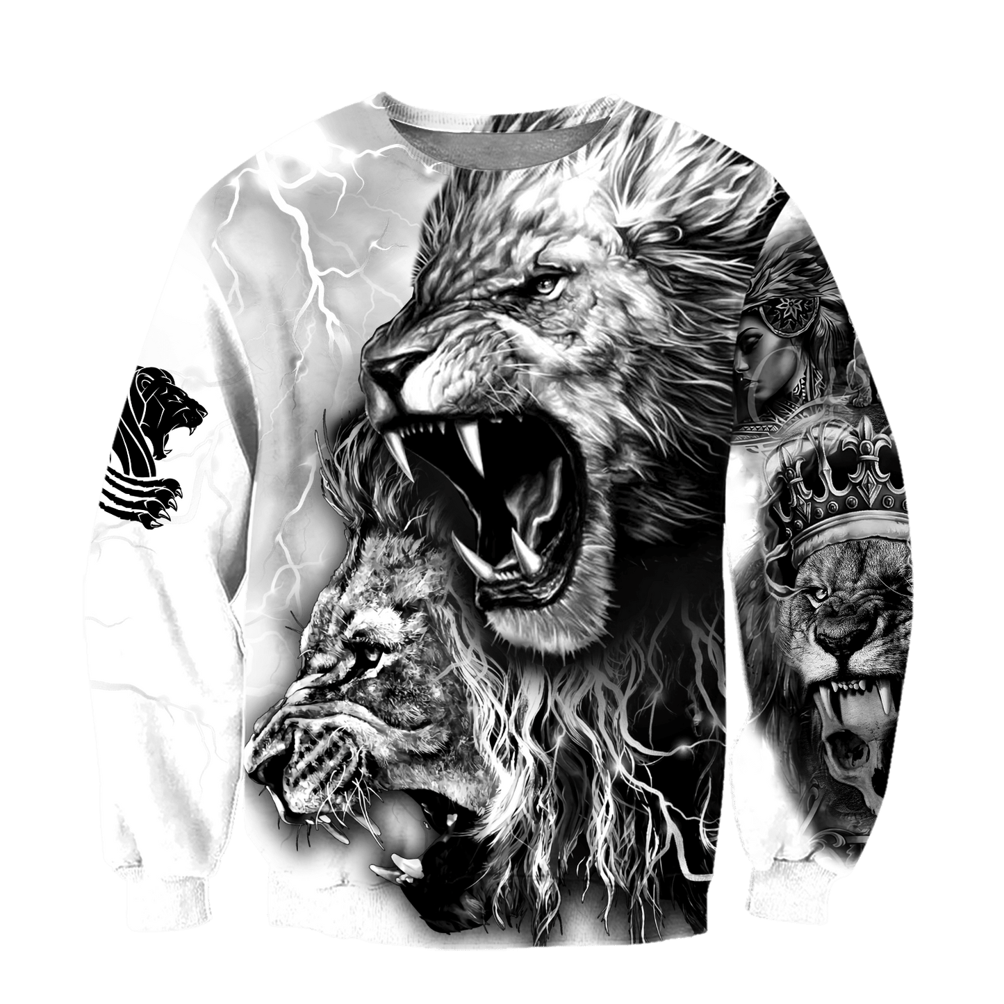 White Lion Tattoo 3D All Over Printed Shirt for Men and Women