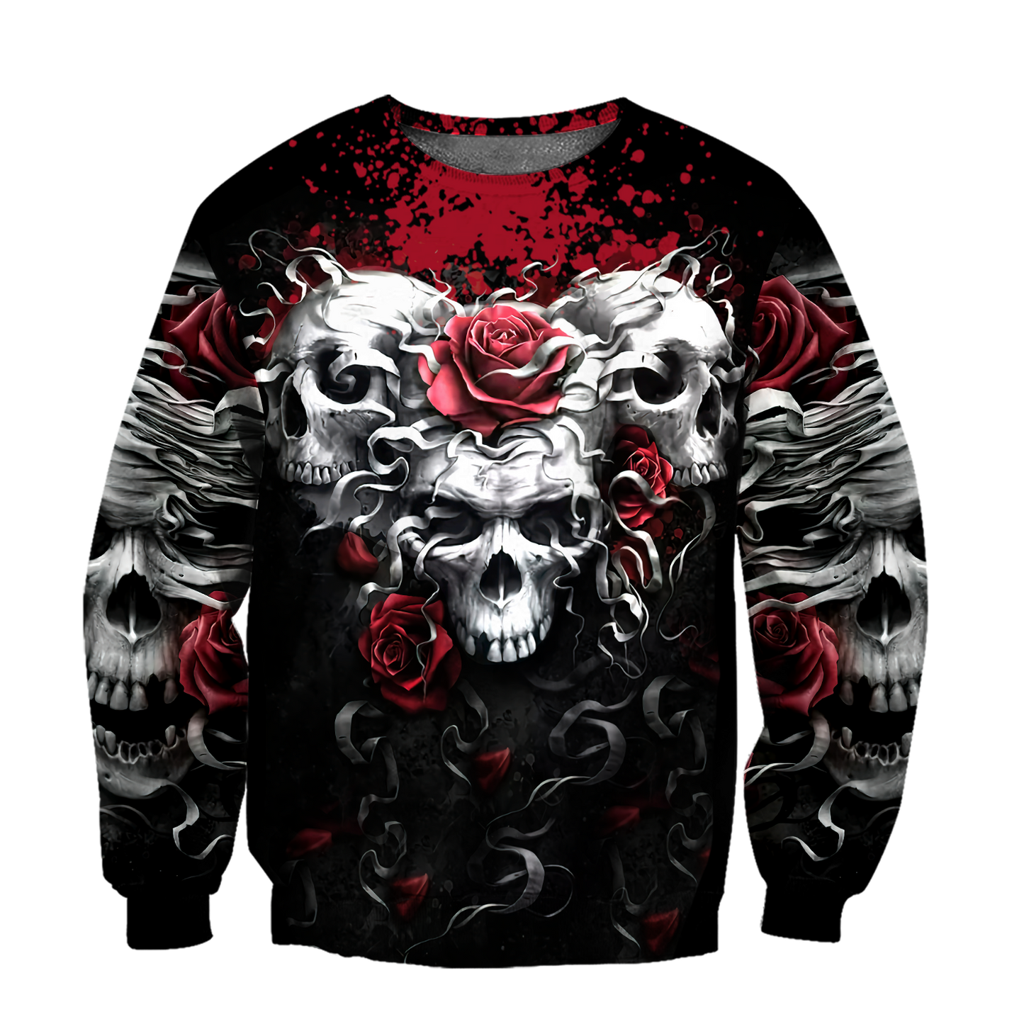 Unique Unisex All Over Printed Skulls And Roses Shirts MEI
