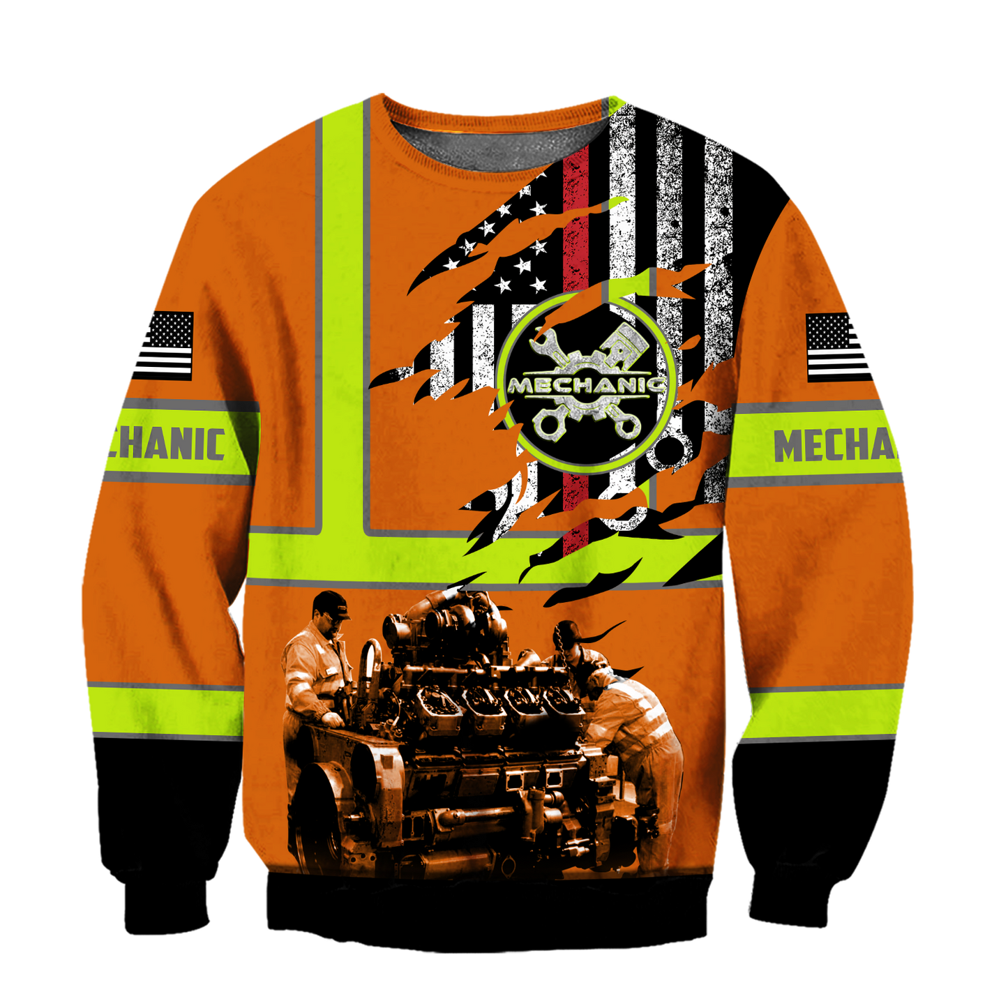 All Over Printed Mechanic Hoodie For Men and Women TN