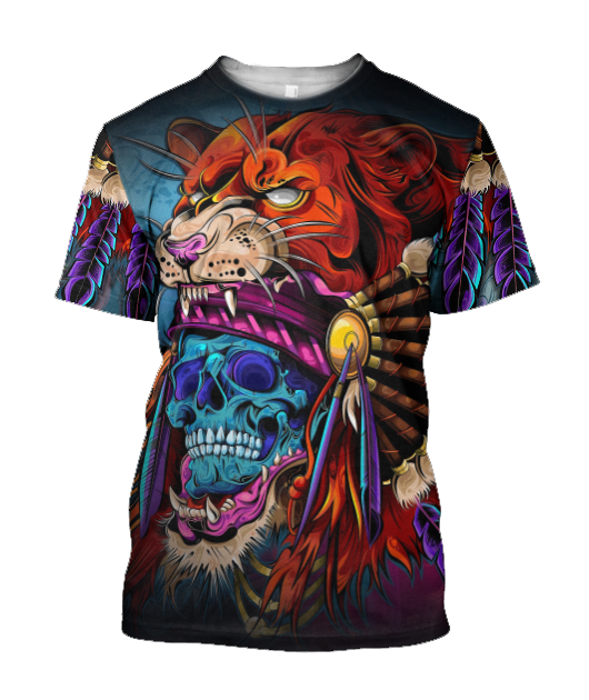 3D Lion Skull Over Printed Hoodie