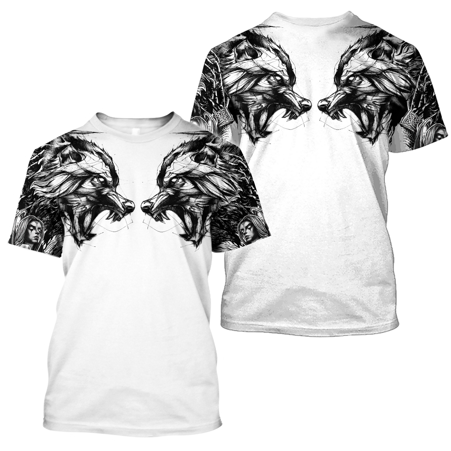 Tattoo Wolf Hoodie T Shirt For Men and Women HAC300502-NM-Apparel-NM-T-Shirt-S-Vibe Cosy™