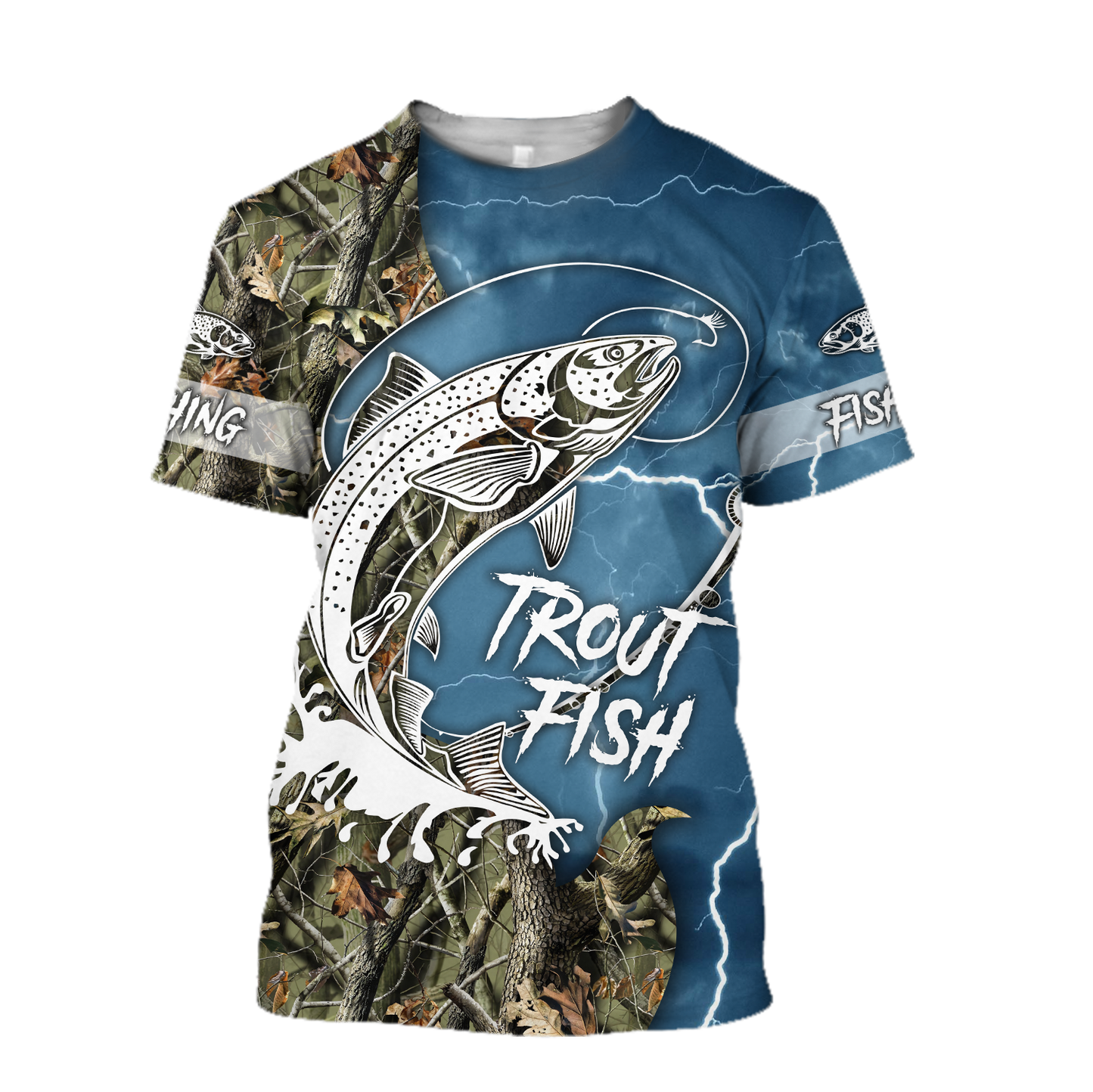 Trout Fishing blue Tattoo camo shirts for men and women