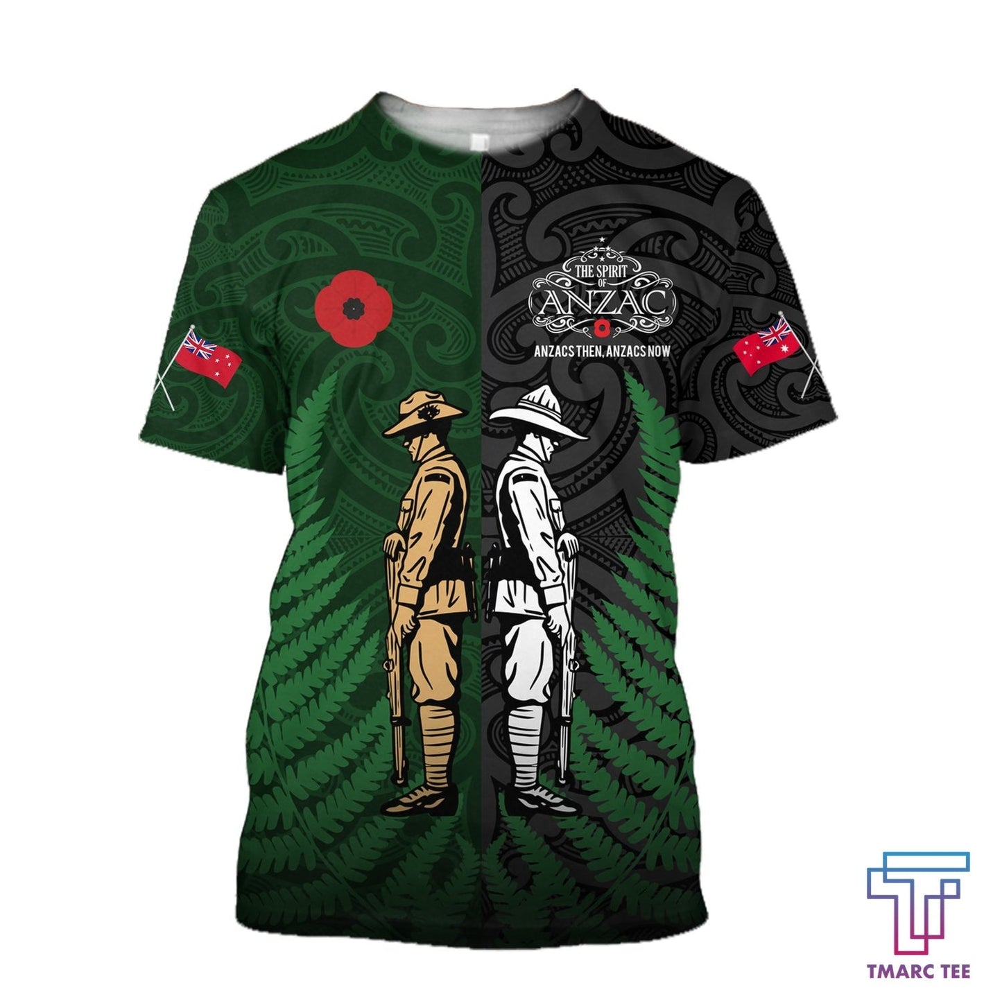 Tmarc Tee Anzac Day New Zealand and Australia Soldier 3D printed shirts