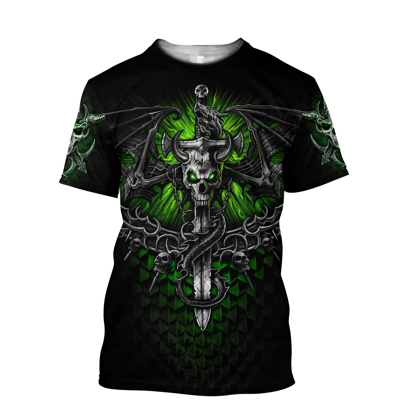 All Over Printed Fantasy Bat Skull And Sword Hoodie For Men And Women MEI