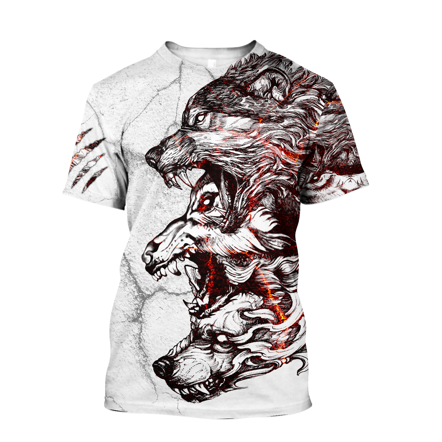 Three Gray Wolfs White Tattoo 3D Over Printed Shirt for Men and Women