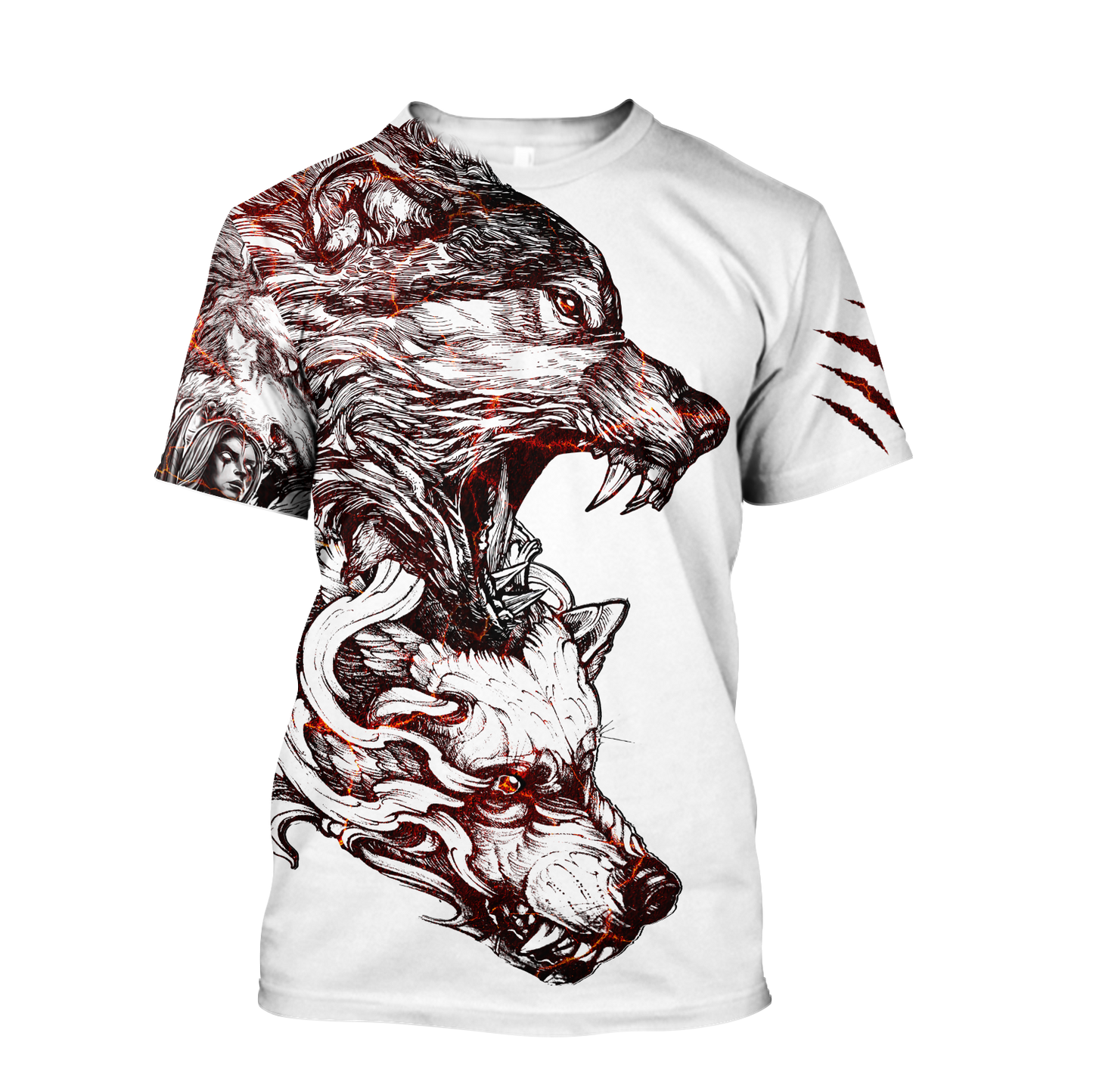 3D Alpha Wolf Tattoo Over Printed Shirt for Men and Women