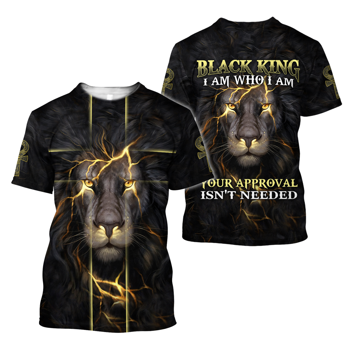 Black King-I Am Who I Am Ankh Symbol  3D All Over Printed Shirts For Men and Women Pi11062003S1