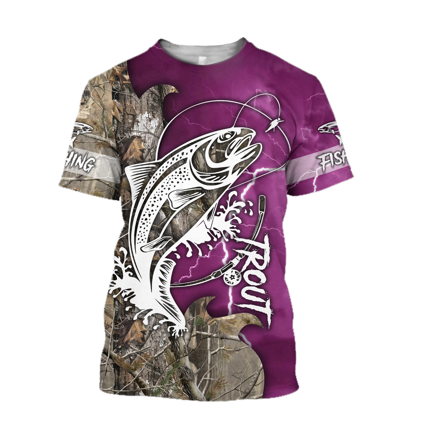 Trout Fishing purple Tattoo camo shirts for men and women