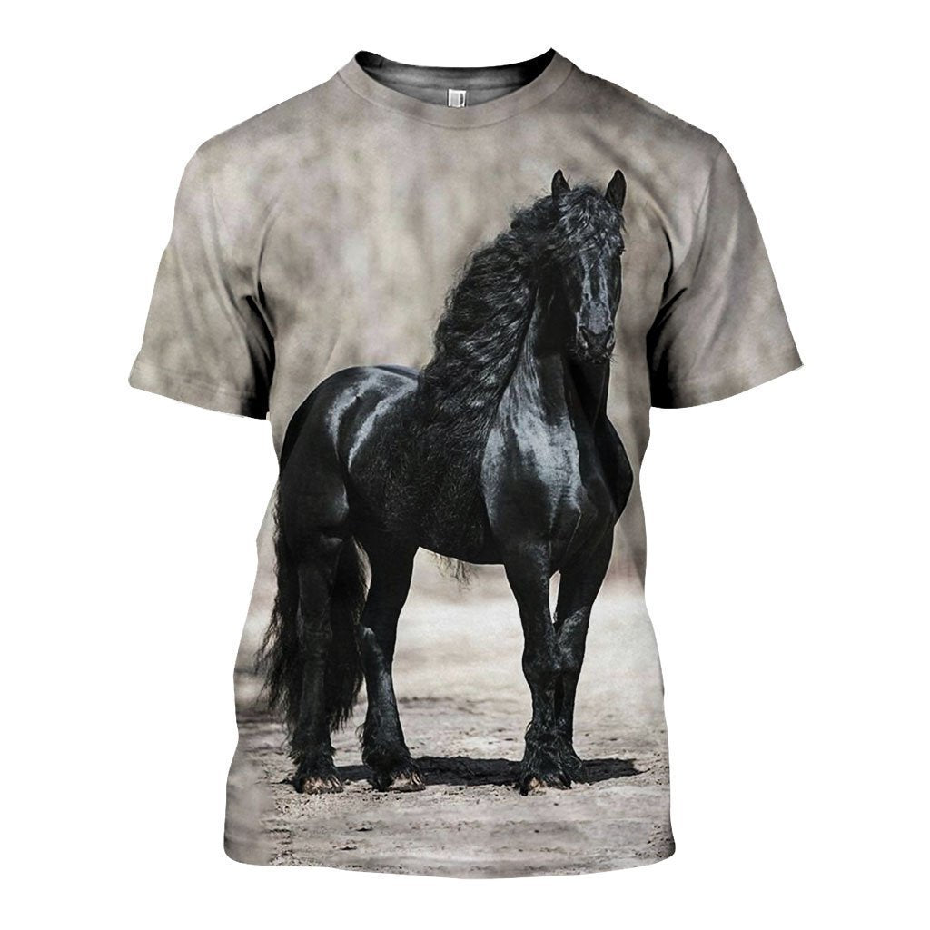3D All Over Printed Black Horse Shirts - Amaze Style™-Apparel