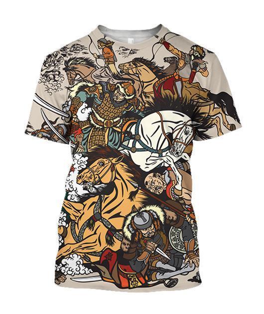 3D All Over Print Mongol Warrior Hoodie - Amaze Style™-Apparel