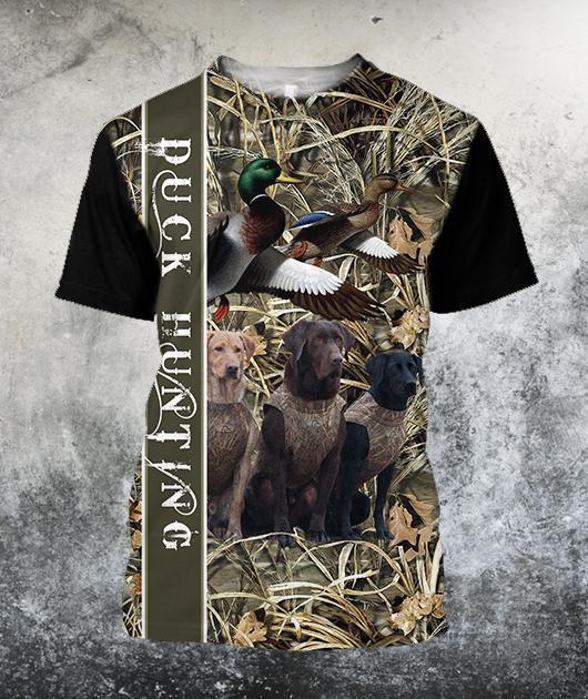 3D All Over Printed Duck Hunting Three Dog Hoodie - Amaze Style™-Apparel