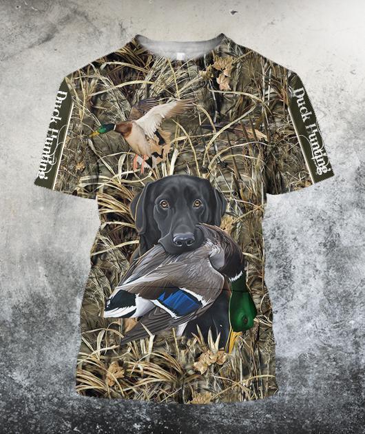 3D All Over Printed Black Dog hunting Duck Hoodie - Amaze Style™-Apparel