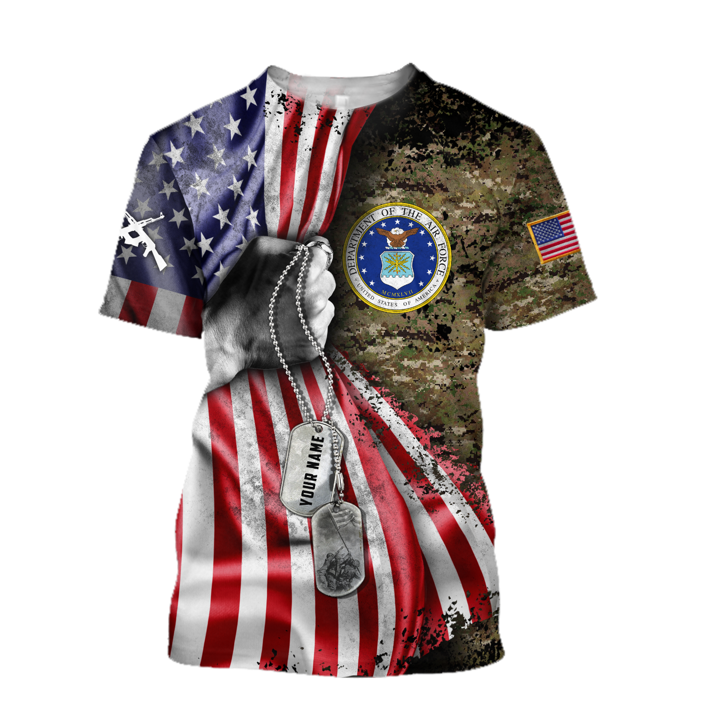 US Air Force tag Custom name 3D shirts for men and women Proud Military