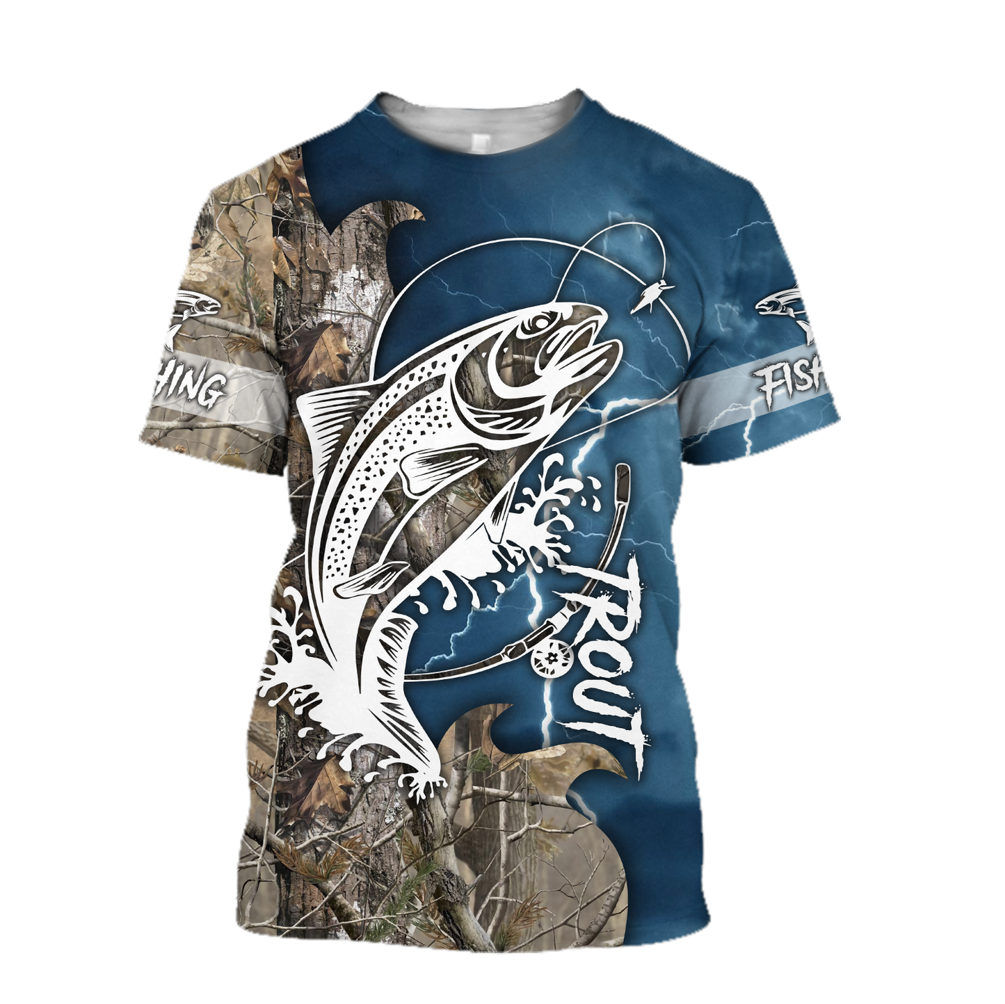 Trout Fishing Tattoo camo shirts for men and women blue color