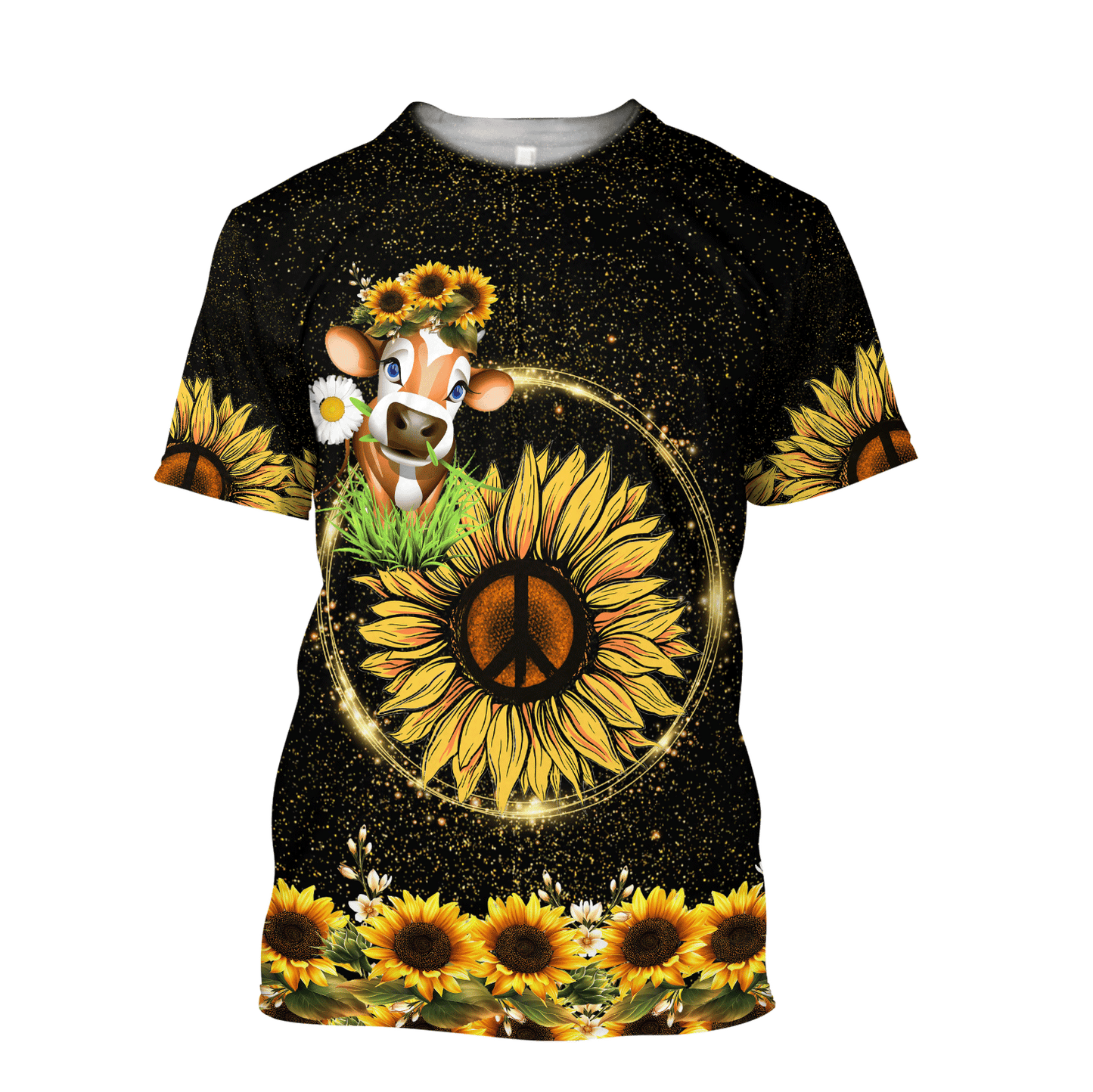 Awesome Cow And Sunflower 3D All Over Printed Shirts