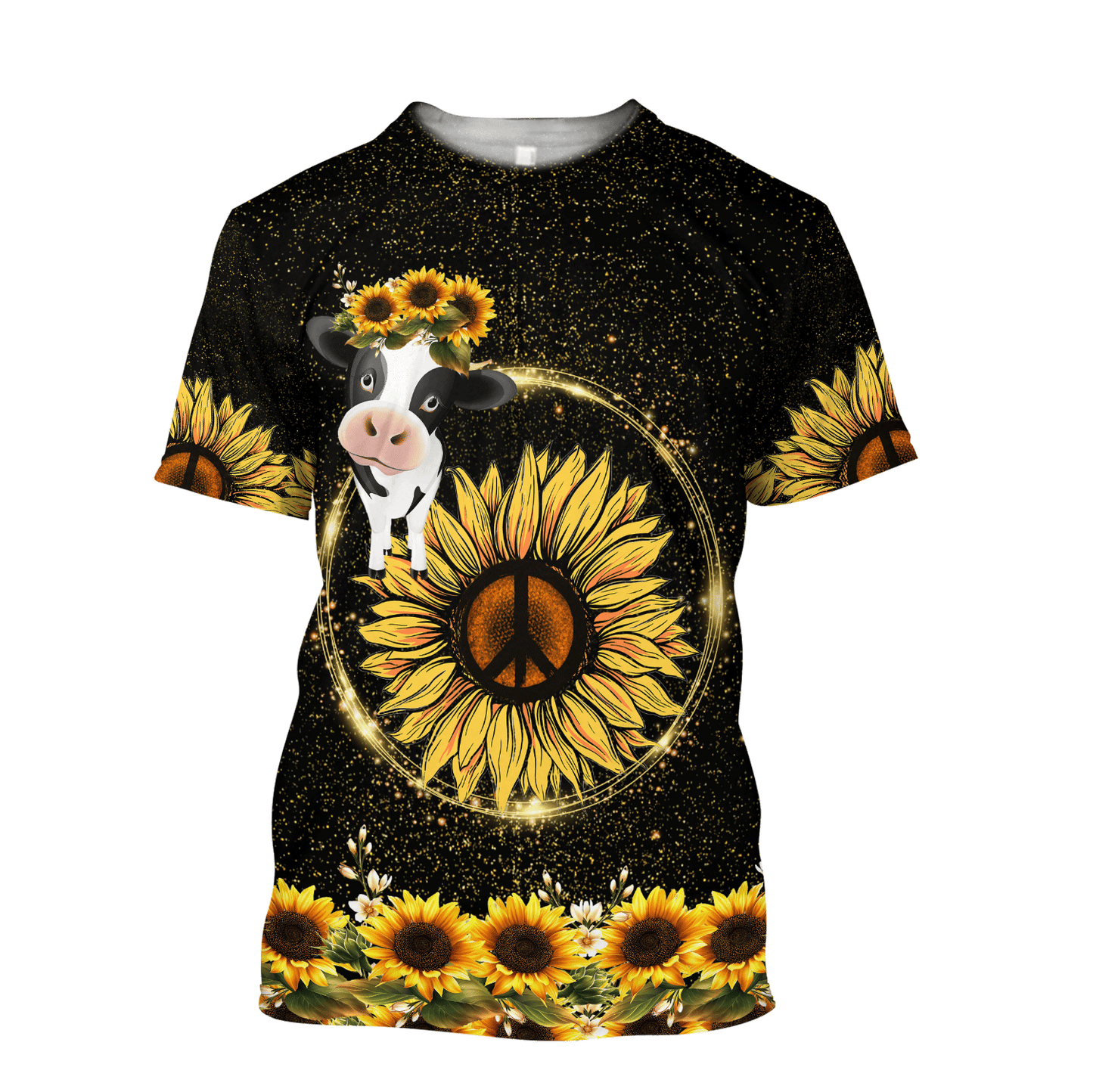 Awesome Cow And Sunflower 3D All Over Printed Shirts