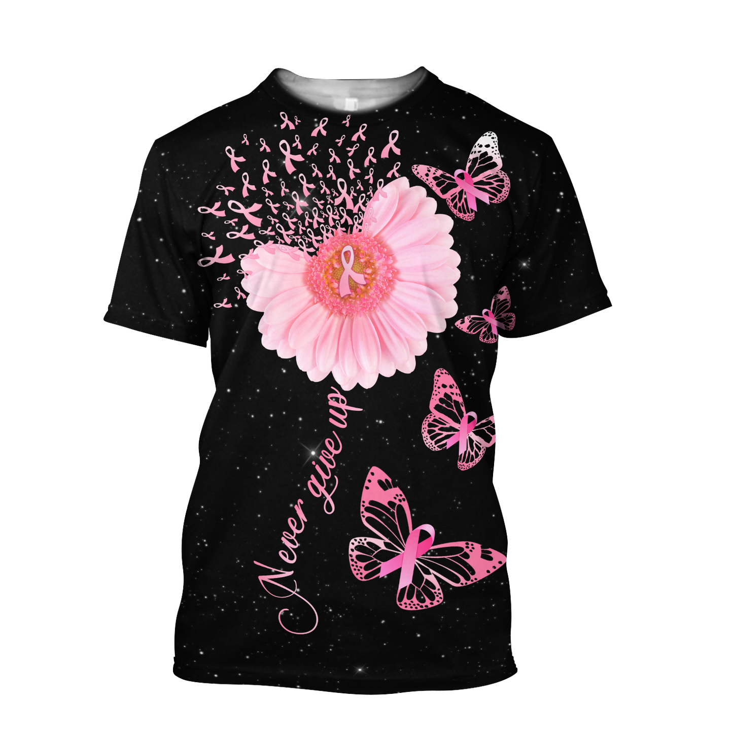 Breast Cancer-Never Give Up  3D All Over Printed Shirts For Men and Women DQB07212008