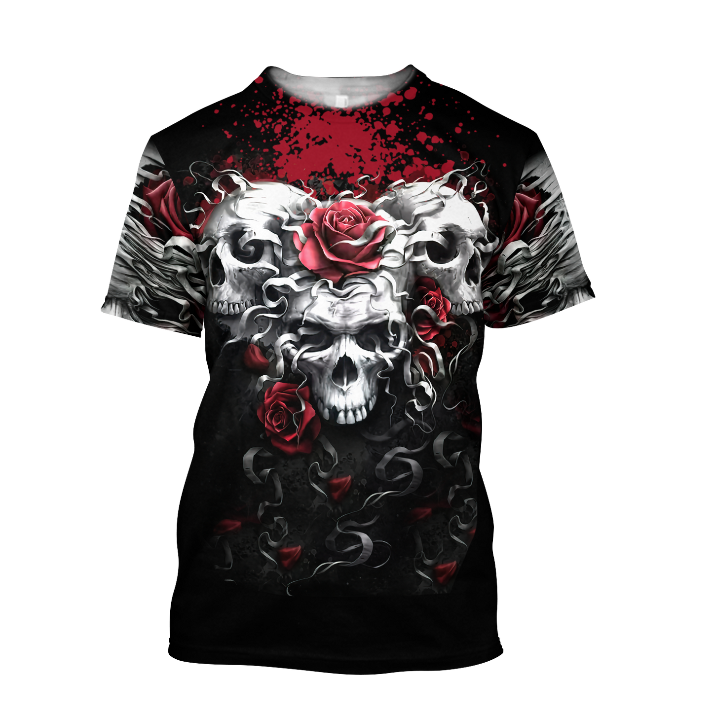 Unique Unisex All Over Printed Skulls And Roses Shirts MEI