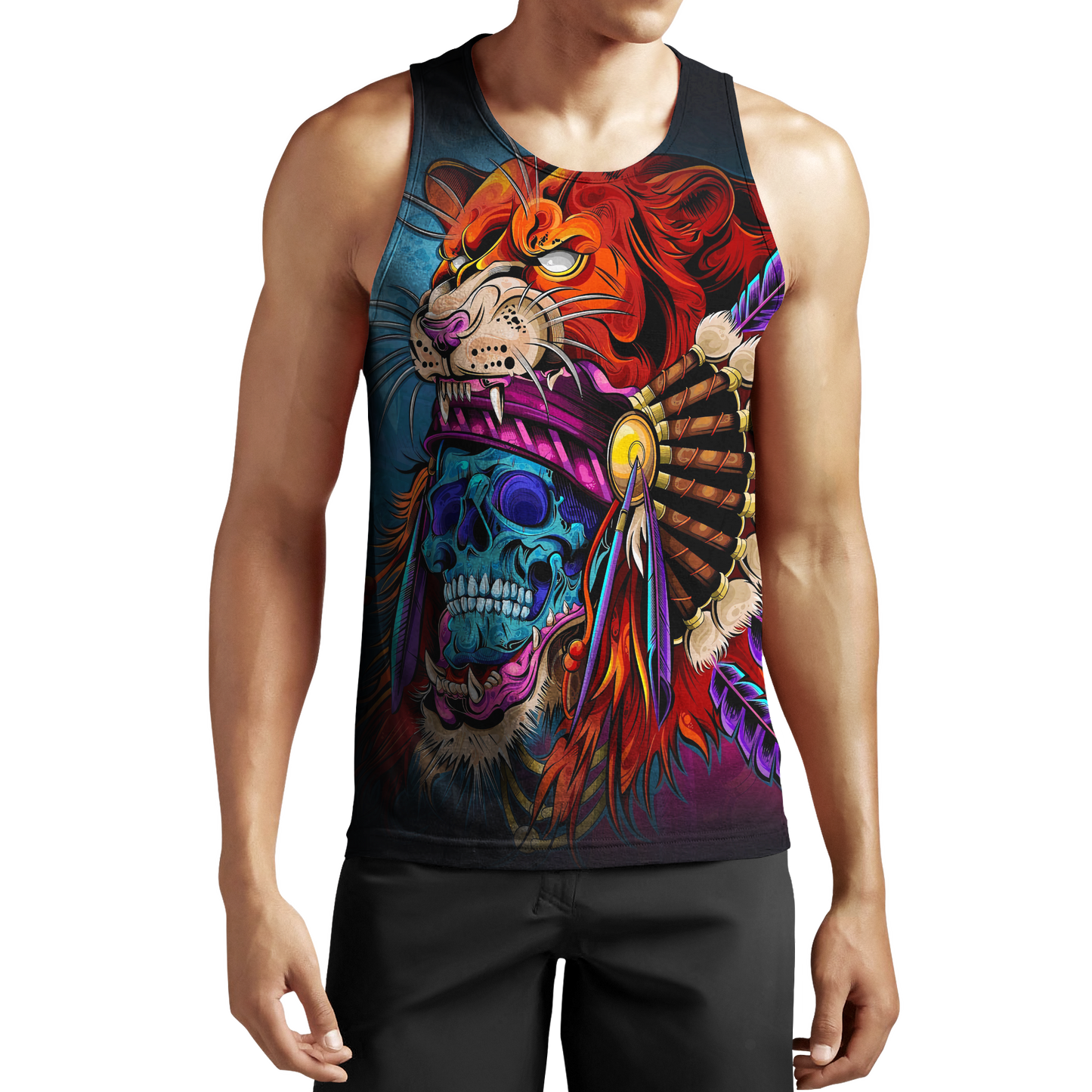 3D Lion Skull Over Printed Hoodie