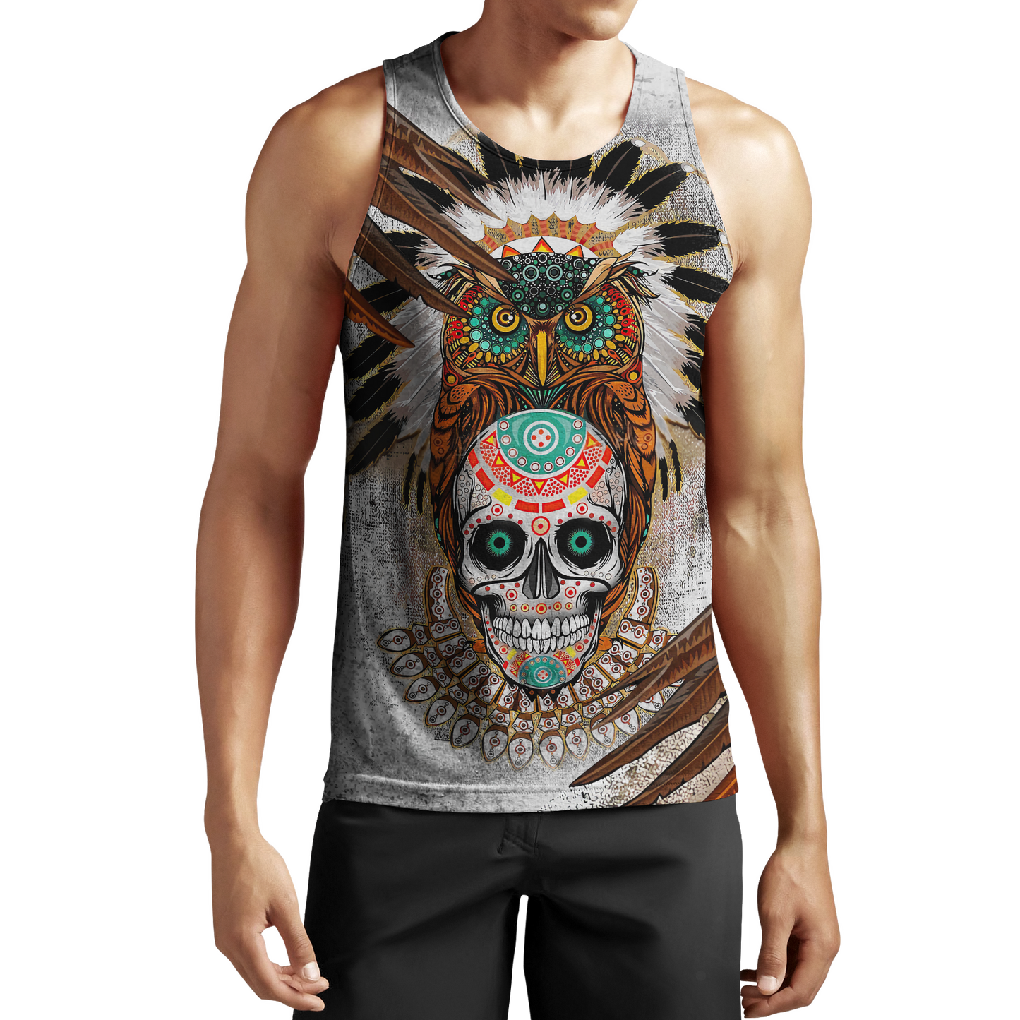 Sugar Native Skull Over Printed Hoodie