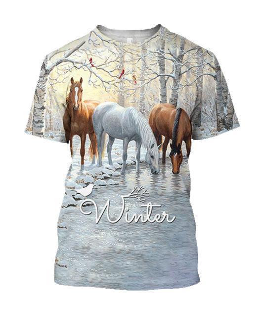 3D All Over Printed Winter Horses Shirts-Apparel-6teenth World-T-Shirt-S-Vibe Cosy™