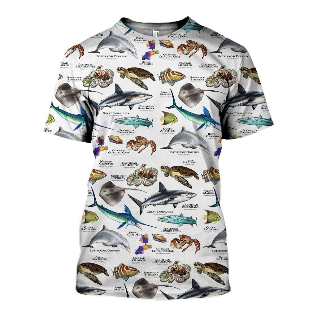 3D All Over Printed Marine Animals of the Caribbean Ocean Shirts And Shorts - Amaze Style™-Apparel